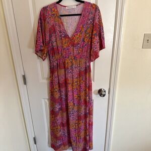 NWOT Rusttydustty Tulip Floral Maxi Dress Size 0XL